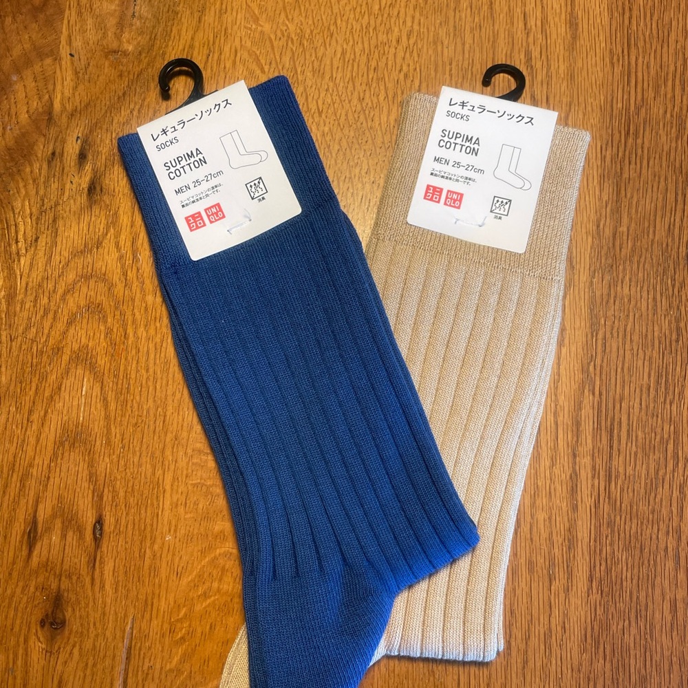 2 New Uniqlo Ribbed Crew Casual Socks